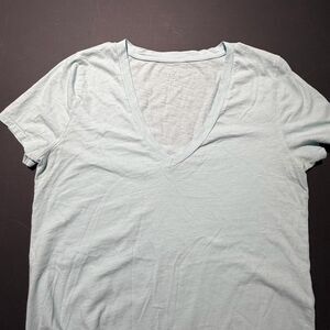 J.Crew slub cotton light blue cotton v-neck tee Small